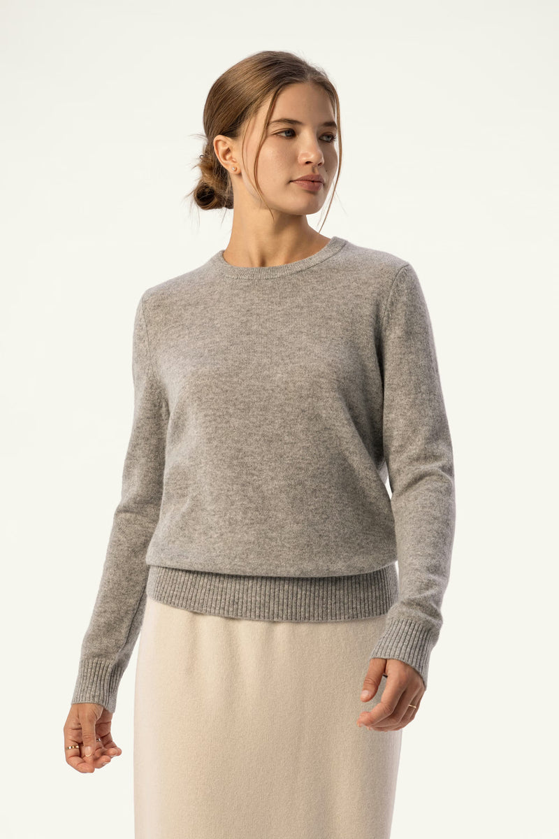 Daily 100% Cashmere Women's Crew Neck Sweater-Light Gray - SOLOVA MOVE