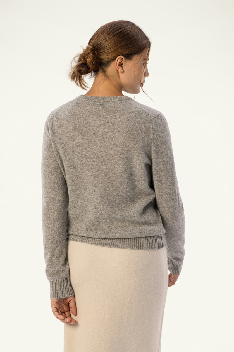Daily 100% Cashmere Women's Crew Neck Sweater-Light Gray - SOLOVA MOVE