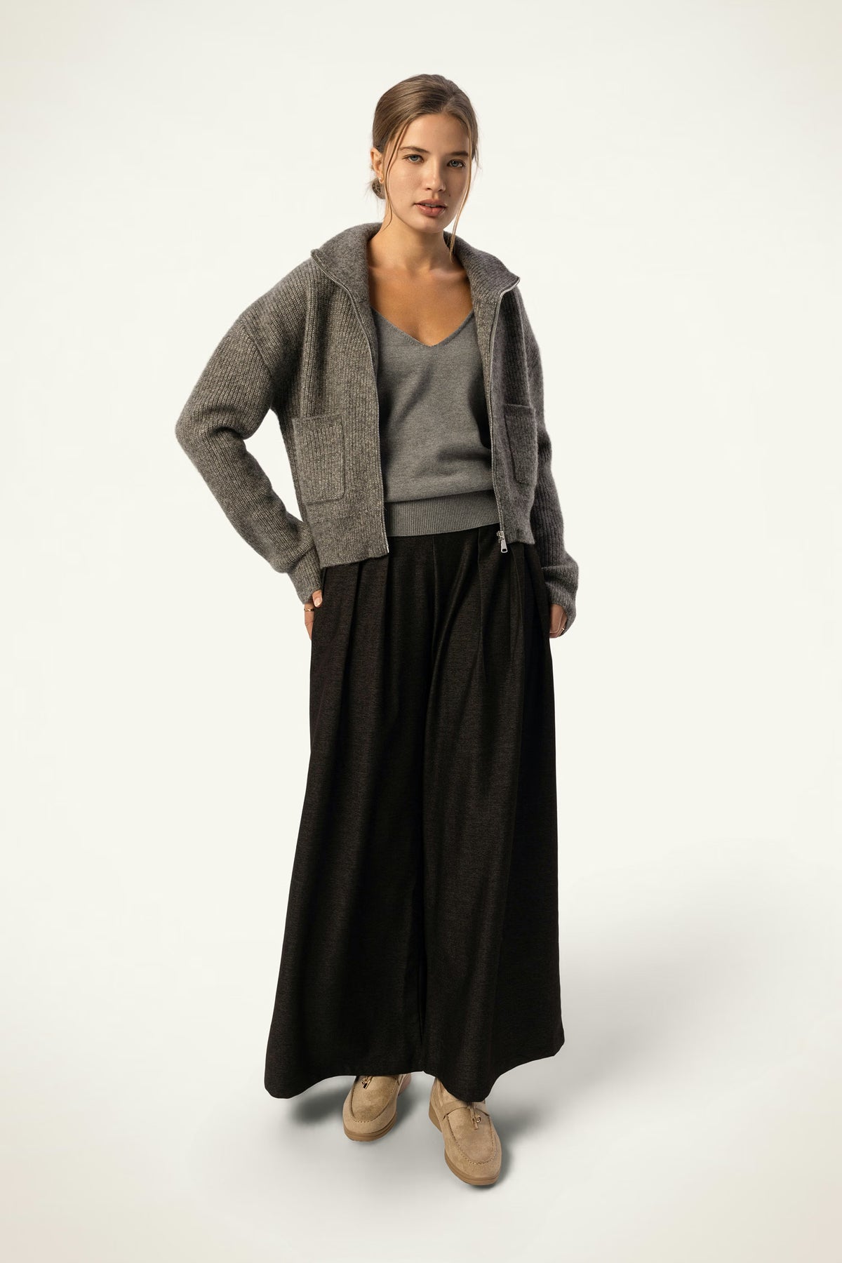 Elena Alpaca-Blend Zip-Front Cardigan - SOLOVA MOVE