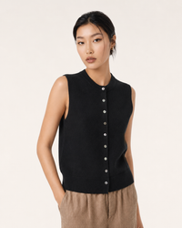Cotton-Silk-Cashmere Sleeveless Cardigan
