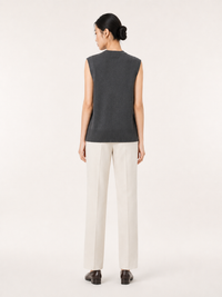 Cotton-Silk-Cashmere Sleeveless Cardigan