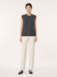 Cotton-Silk-Cashmere Sleeveless Cardigan