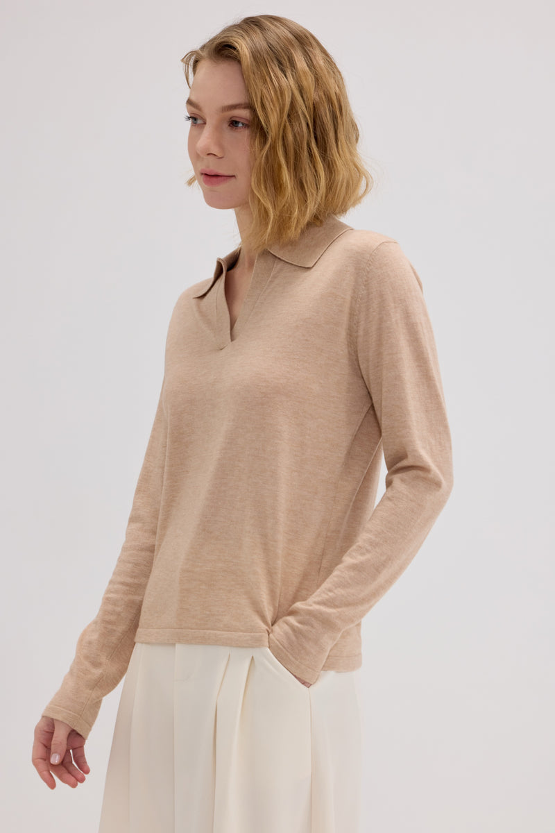 Lucie Cashmere Long Sleeve Polo - SOLOVA MOVE
