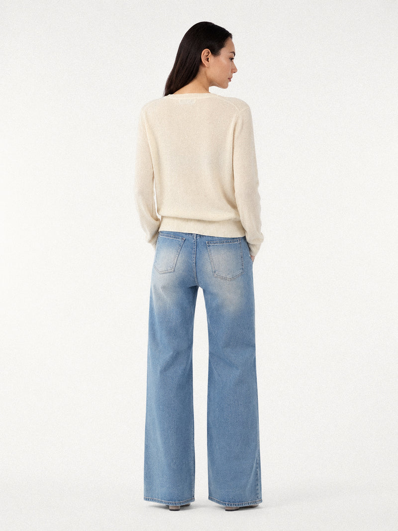 Daily 100% Cashmere Women's Crew Neck Sweater-White