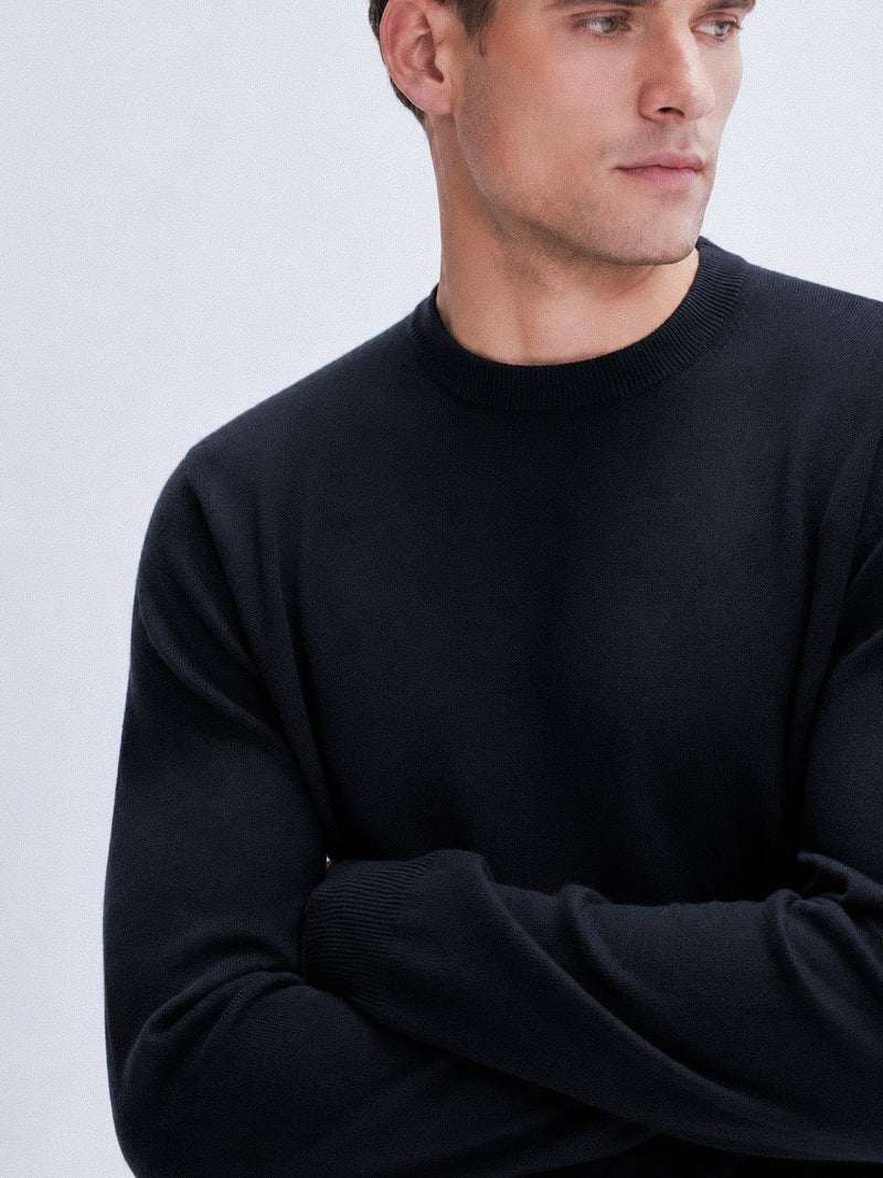 Daily 100% Cashmere Men's Crew Neck Sweater-Black