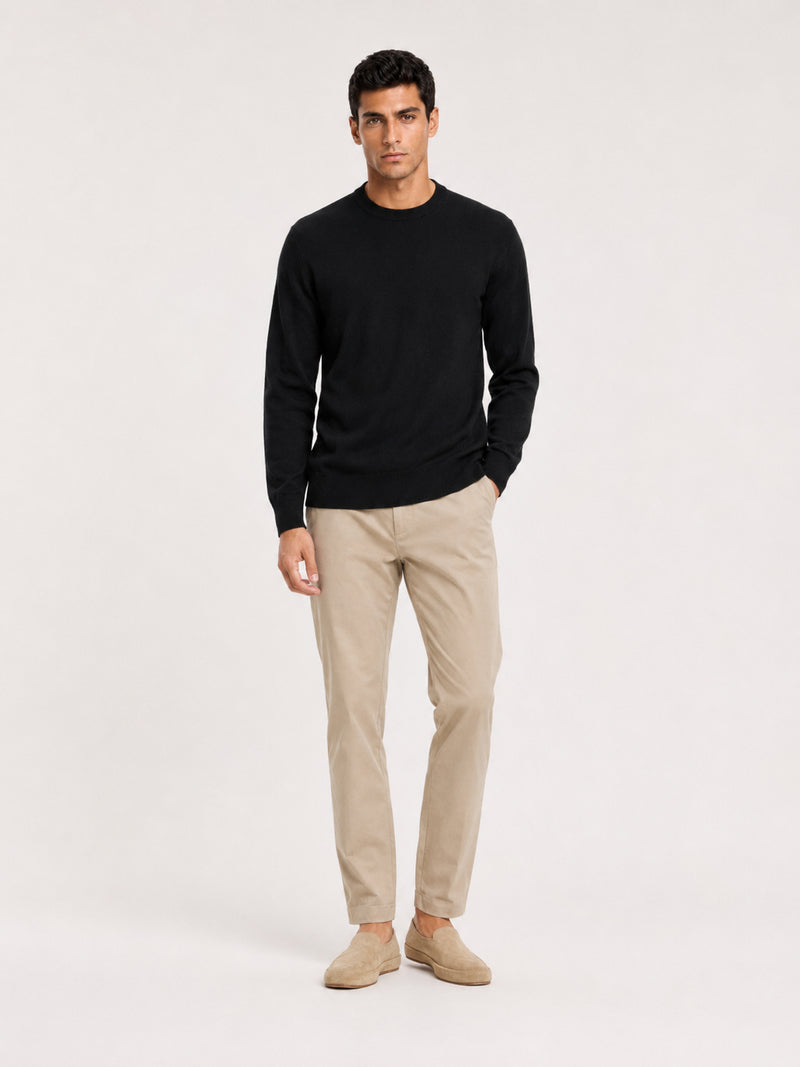 Daily 100% Cashmere Men's Crew Neck Sweater-Black