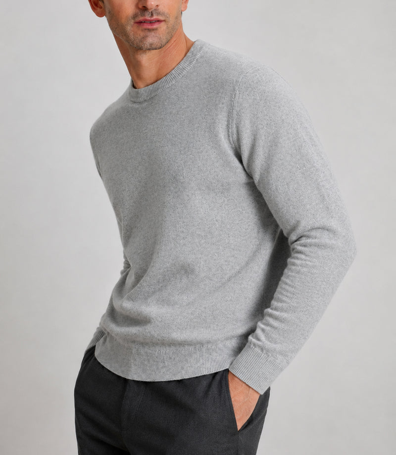 Daily 100% Cashmere Men's Crew Neck Sweater-Gray