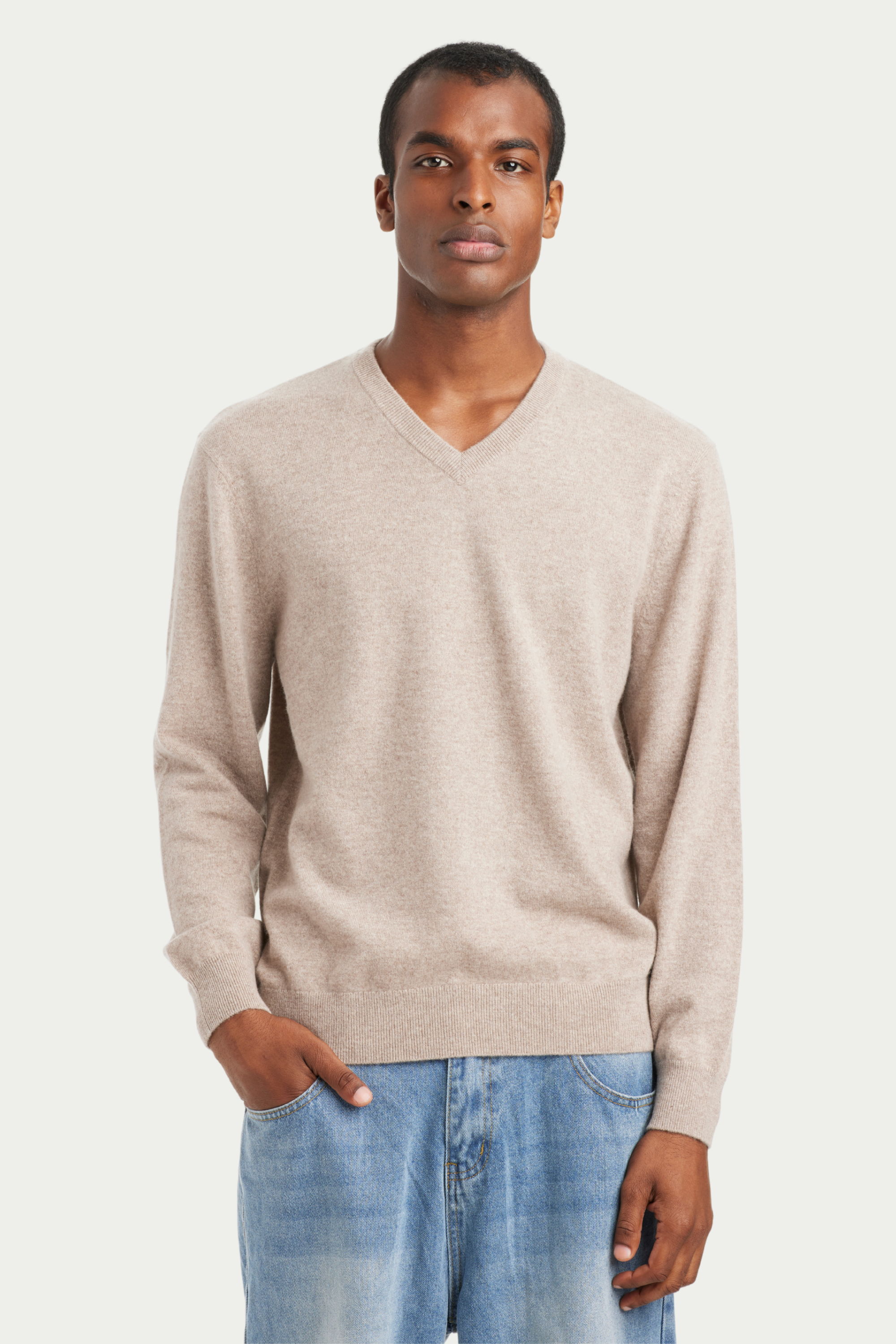 Men's Cashmere V Neck Sweater - SOLOVA MOVE