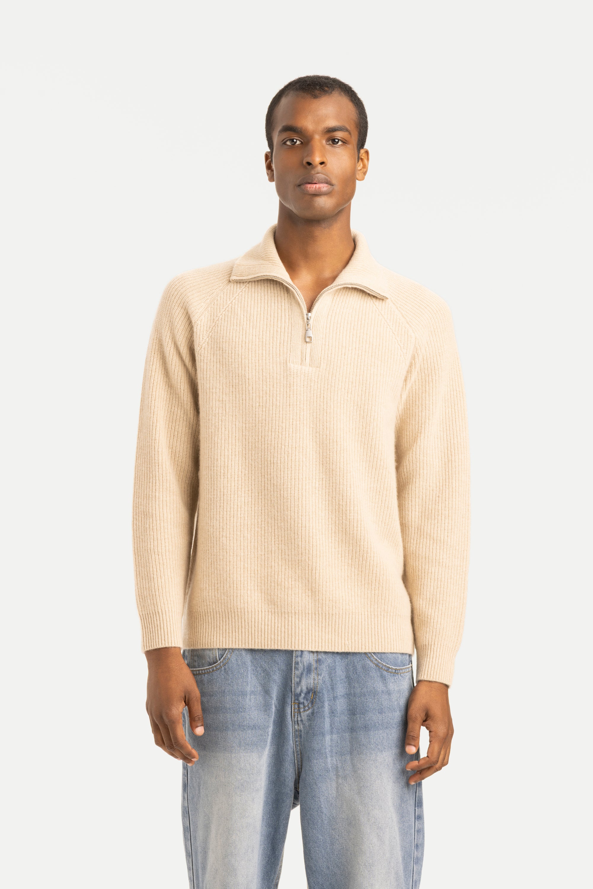 Men's Cashmere Half-Zip Polo Sweater - SOLOVA MOVE