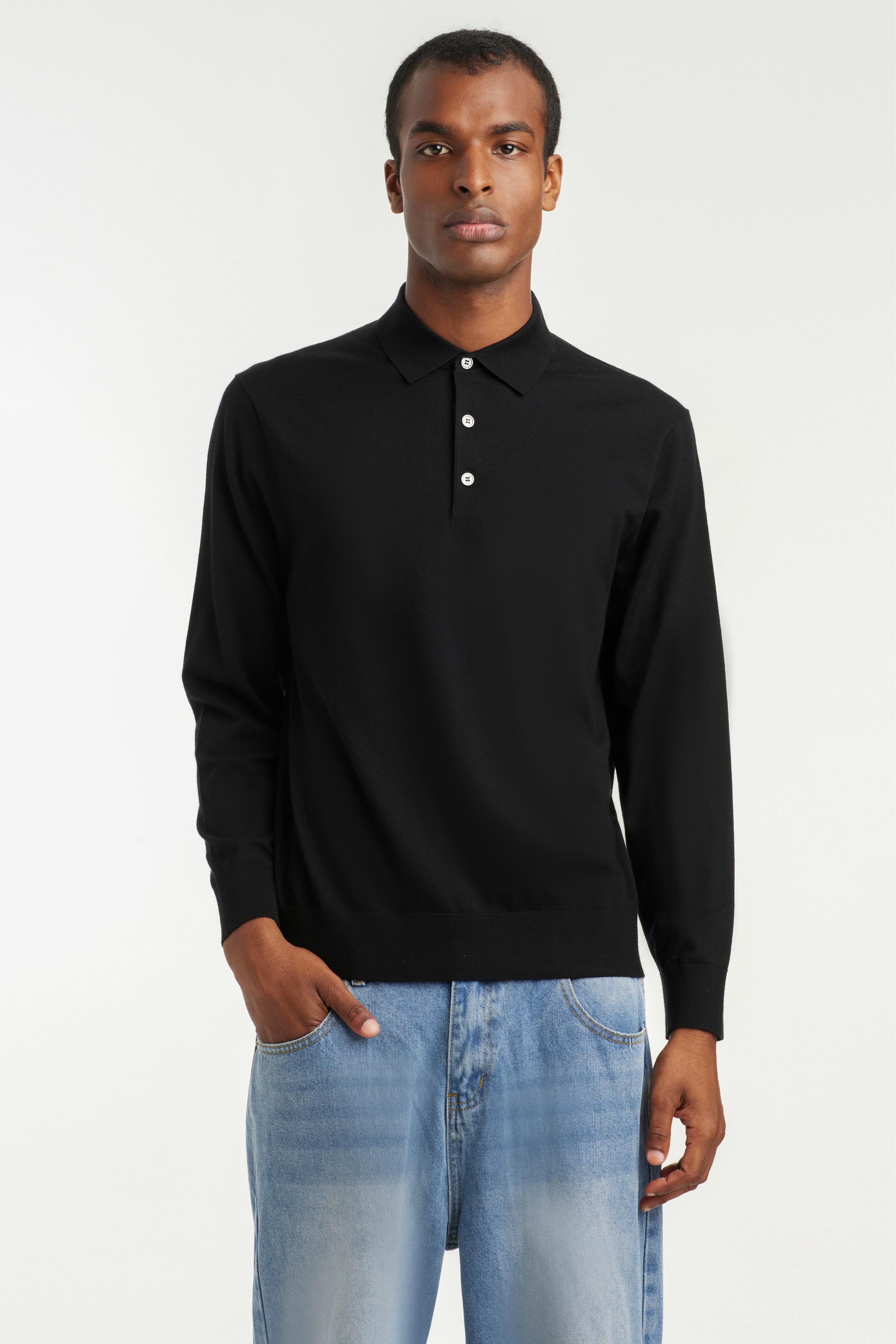 Men's Long Sleeve Cashmere Blend Polo Sweater - SOLOVA MOVE