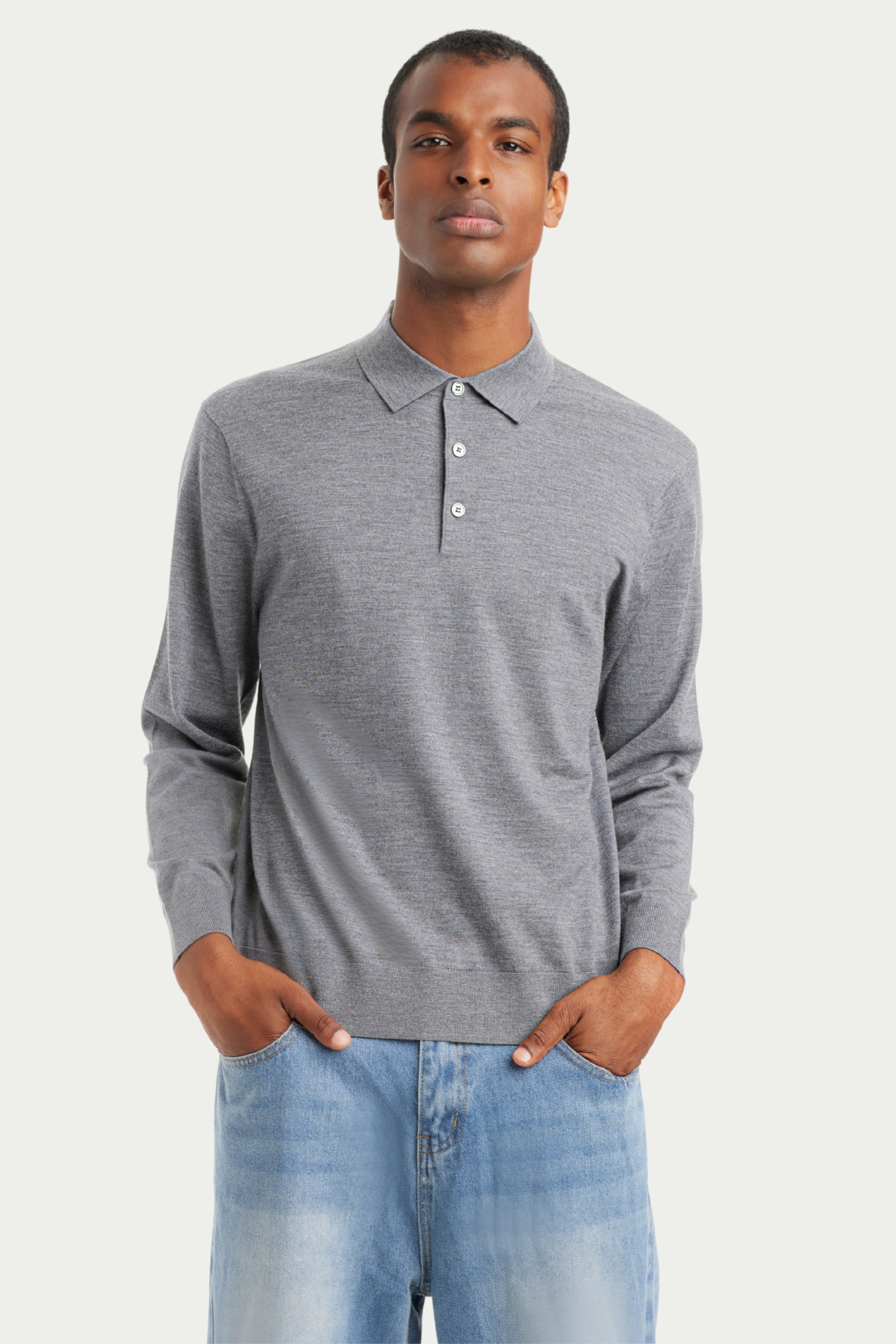Men's Long Sleeve Cashmere Blend Polo Sweater - SOLOVA MOVE