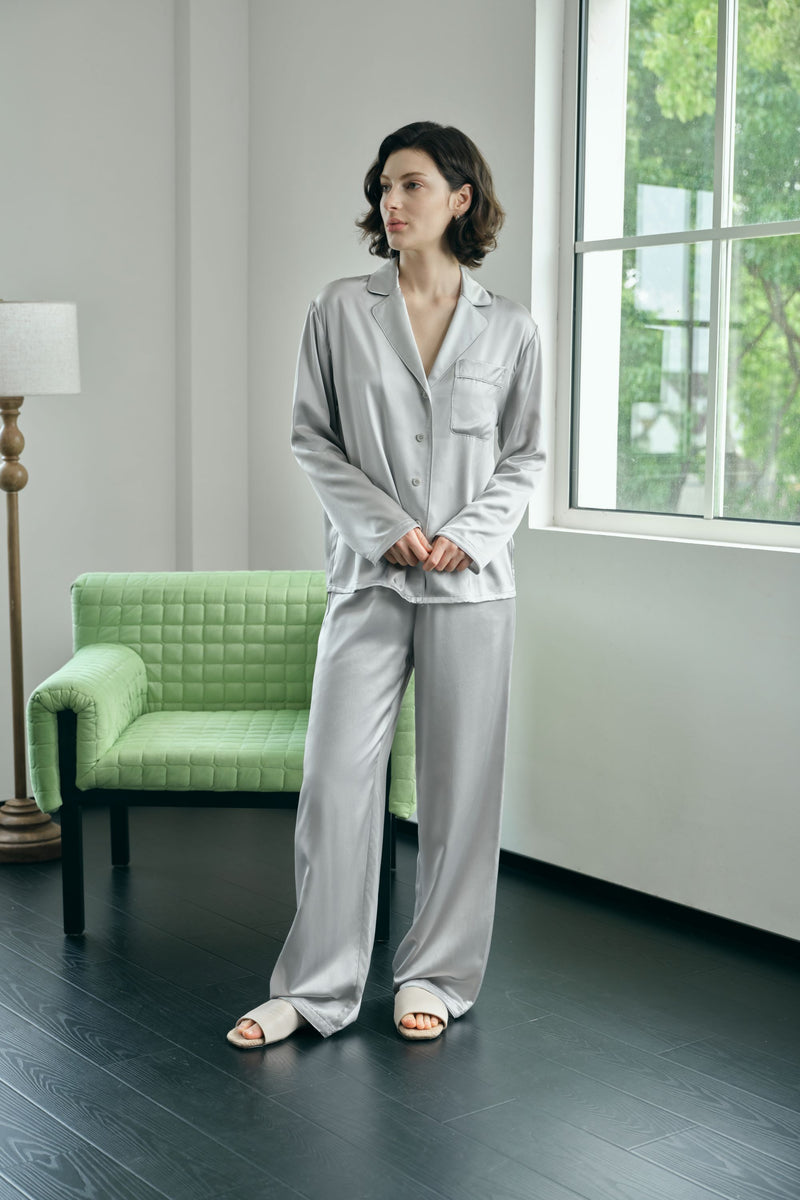 Women’s 100% Silk Pajama Set - Beige