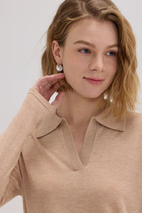 Lucie Cashmere Long Sleeve Polo - SOLOVA MOVE