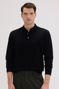 Men's Long Sleeve Cashmere Blend Polo Sweater - SOLOVA MOVE
