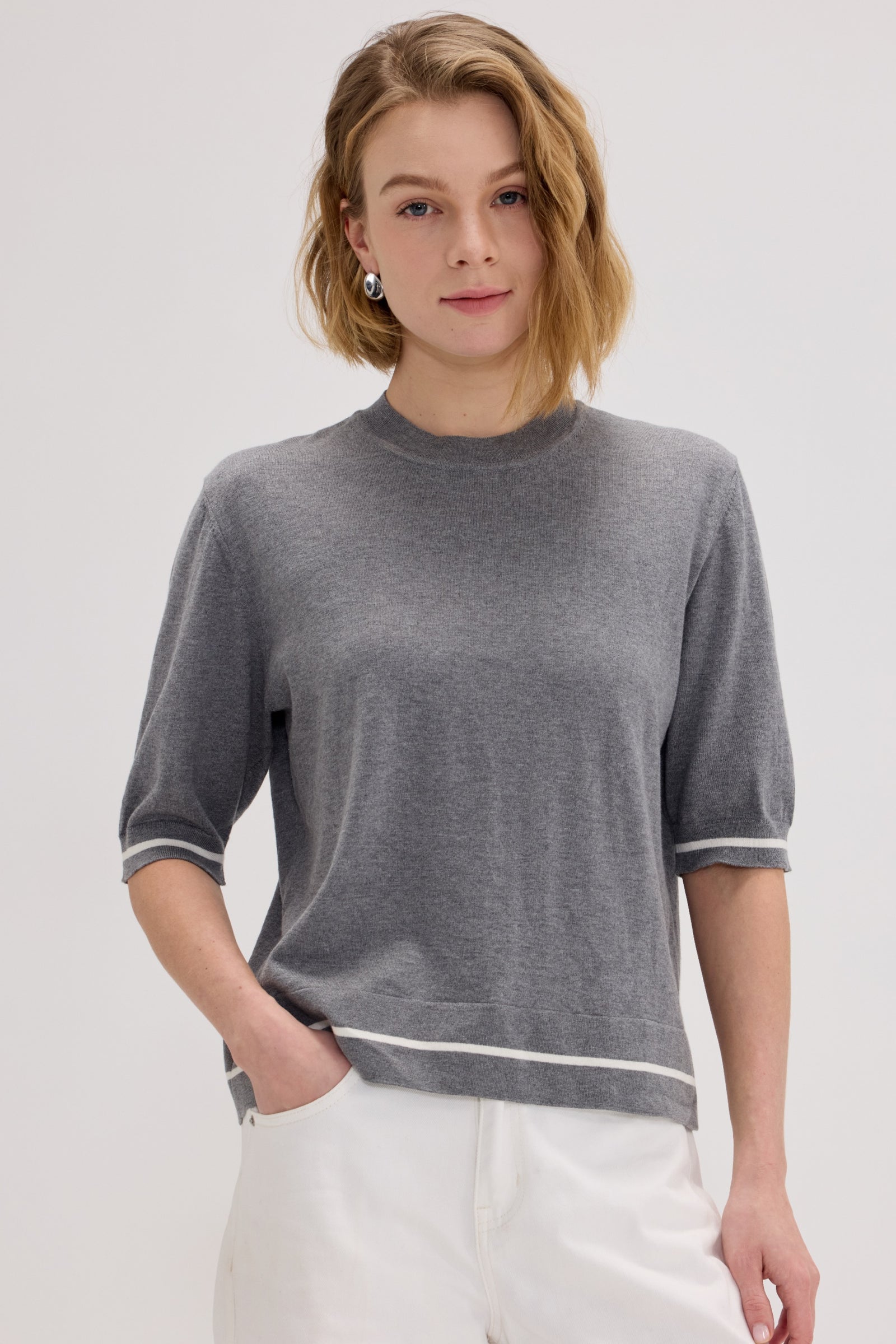 Cotton-Silk-Cashmere Crewneck Short Sleeve Knit - SOLOVA MOVE