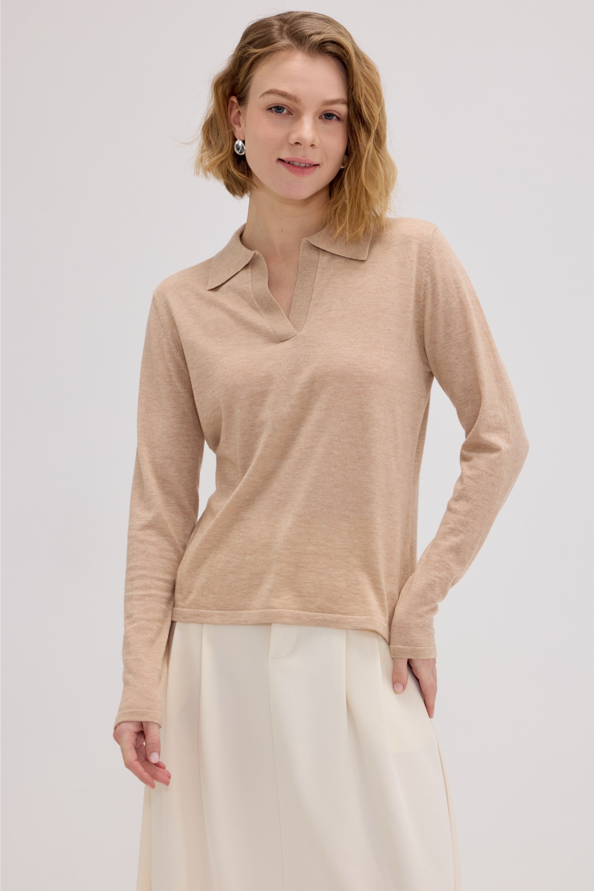 Lucie Cashmere Long Sleeve Polo - SOLOVA MOVE