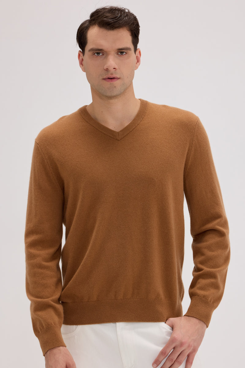 Men's Cashmere V Neck Sweater - SOLOVA MOVE