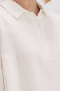 100% Linen Shirt Collar Relaxed Maxi Dress - SOLOVA MOVE