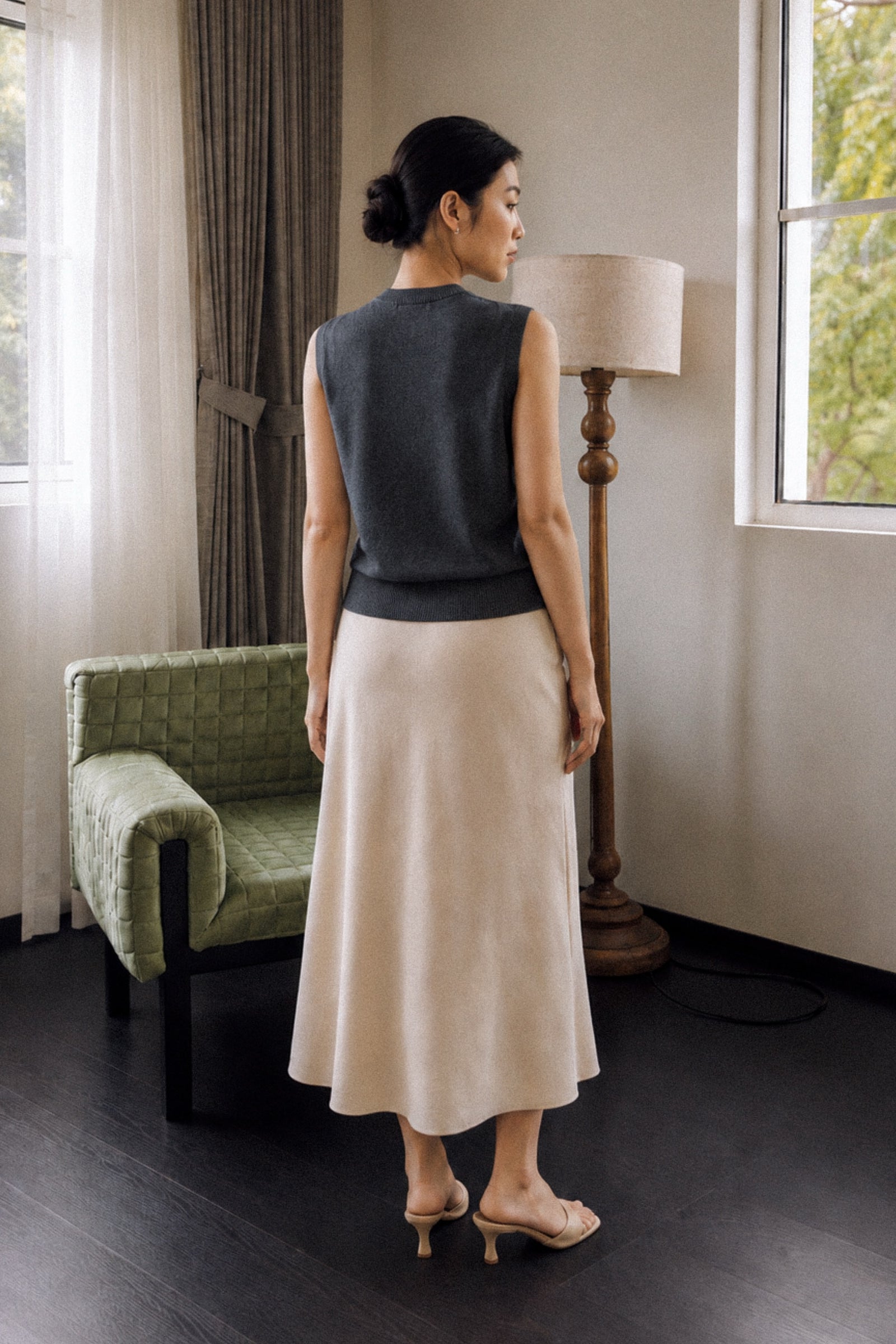 Cotton-Silk-Cashmere Sleeveless Cardigan