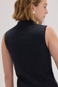 Wool-Cashmere Sleeveless Polo Knit Top - SOLOVA MOVE