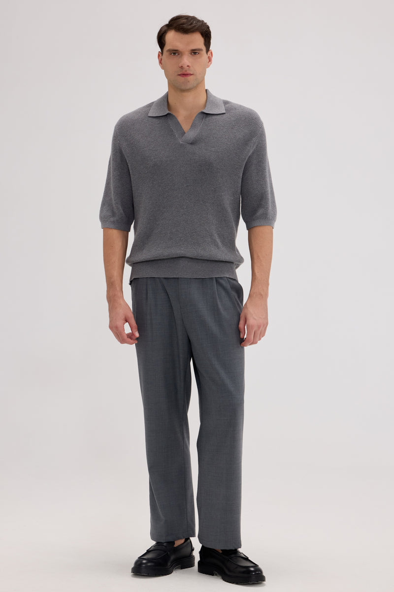 Men’s Cotton-Silk-Cashmere Waffle Knit Polo