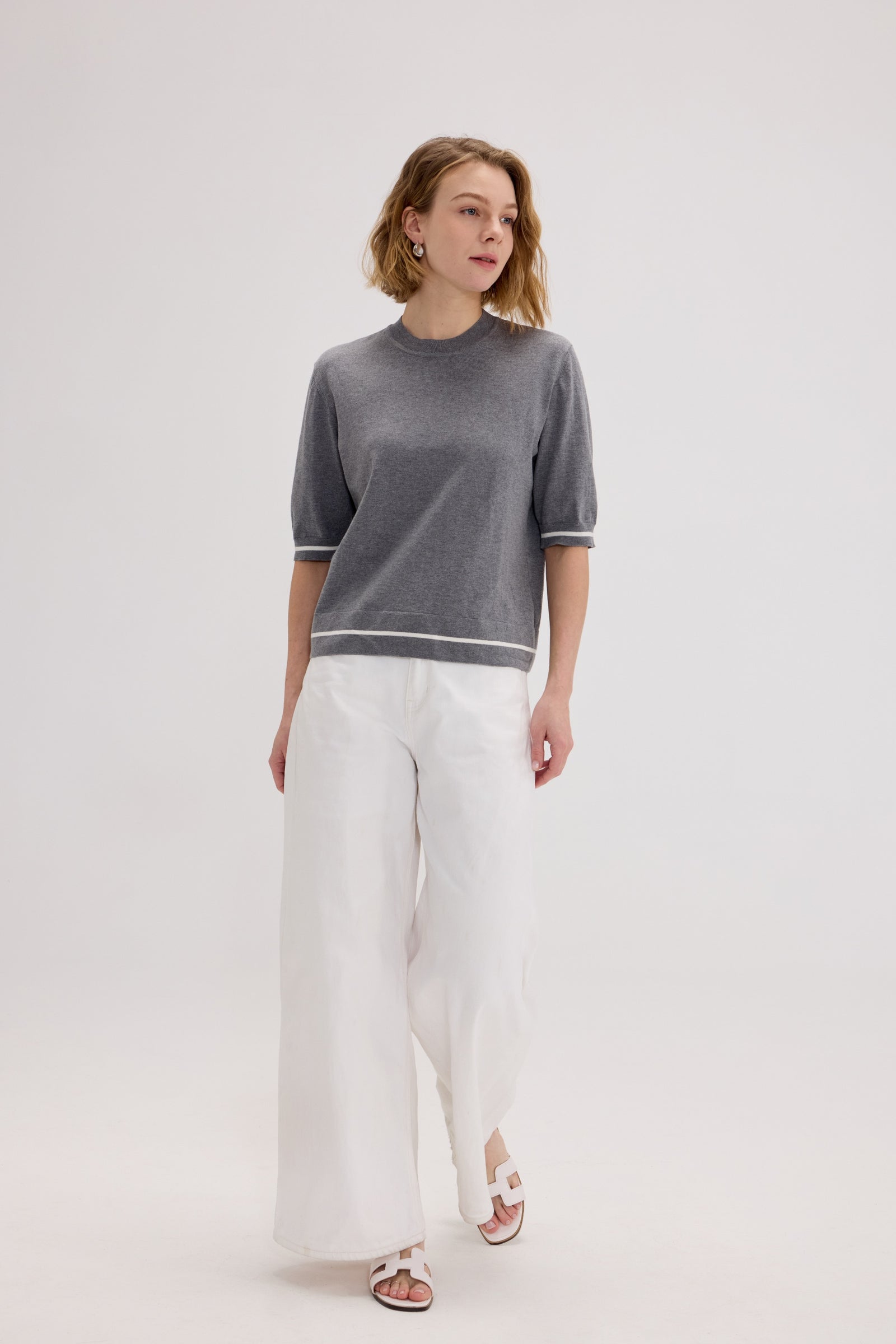 Cotton-Silk-Cashmere Crewneck Short Sleeve Knit - SOLOVA MOVE