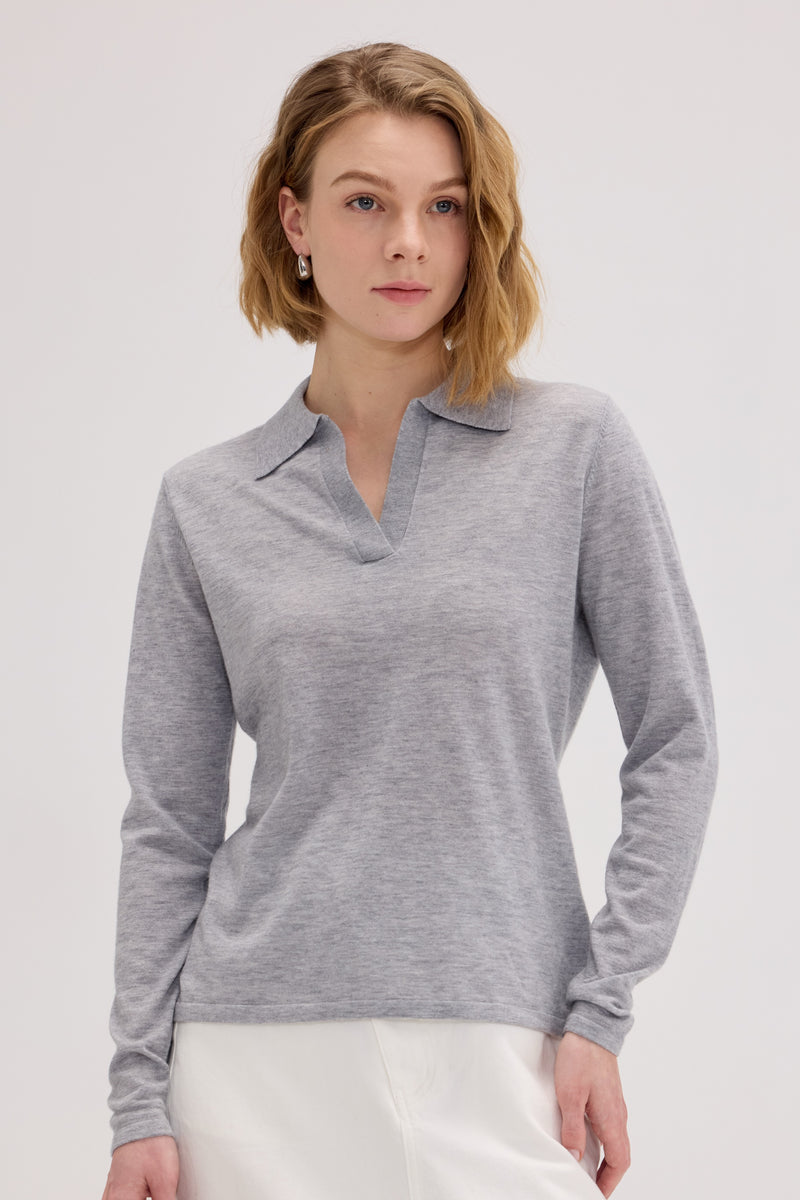 Lucie Cashmere Long Sleeve Polo - SOLOVA MOVE