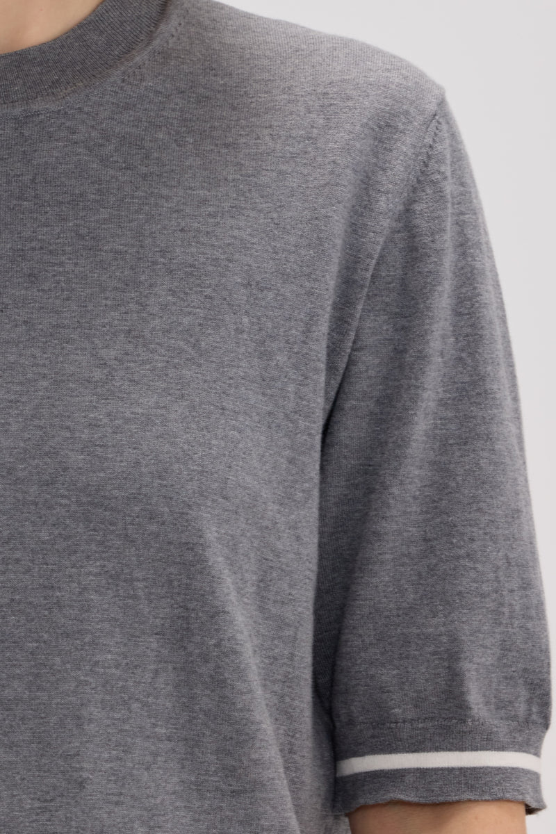 Cotton-Silk-Cashmere Crewneck Short Sleeve Knit - SOLOVA MOVE