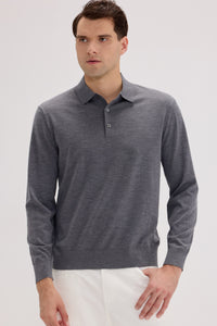 Men's Long Sleeve Cashmere Blend Polo Sweater - SOLOVA MOVE