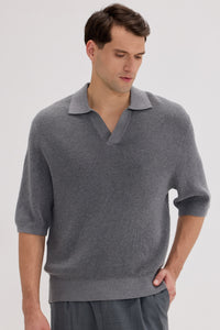 Men’s Cotton-Silk-Cashmere Waffle Knit Polo - SOLOVA MOVE