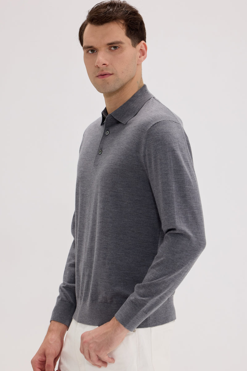 Men's Long Sleeve Cashmere Blend Polo Sweater - SOLOVA MOVE