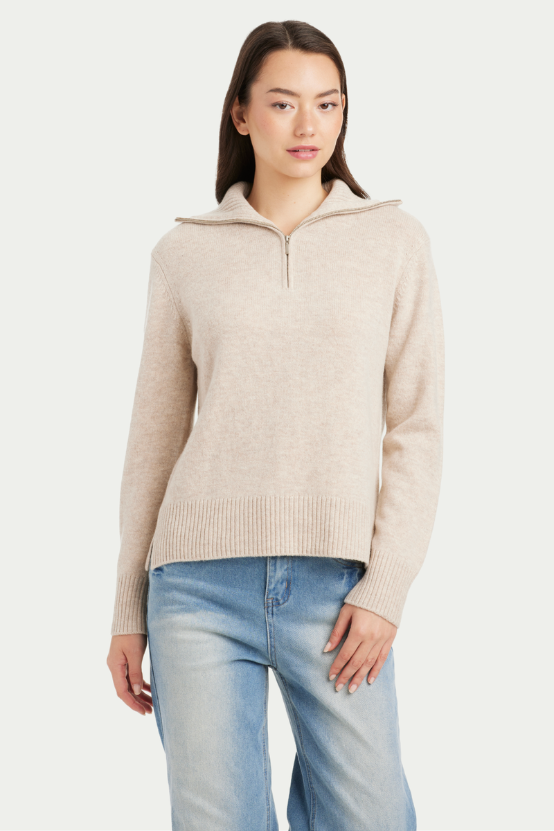 Anna Cashmere Blend Half Zip Sweater - SOLOVA MOVE
