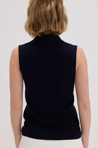 Wool-Cashmere Sleeveless Polo Knit Top - SOLOVA MOVE