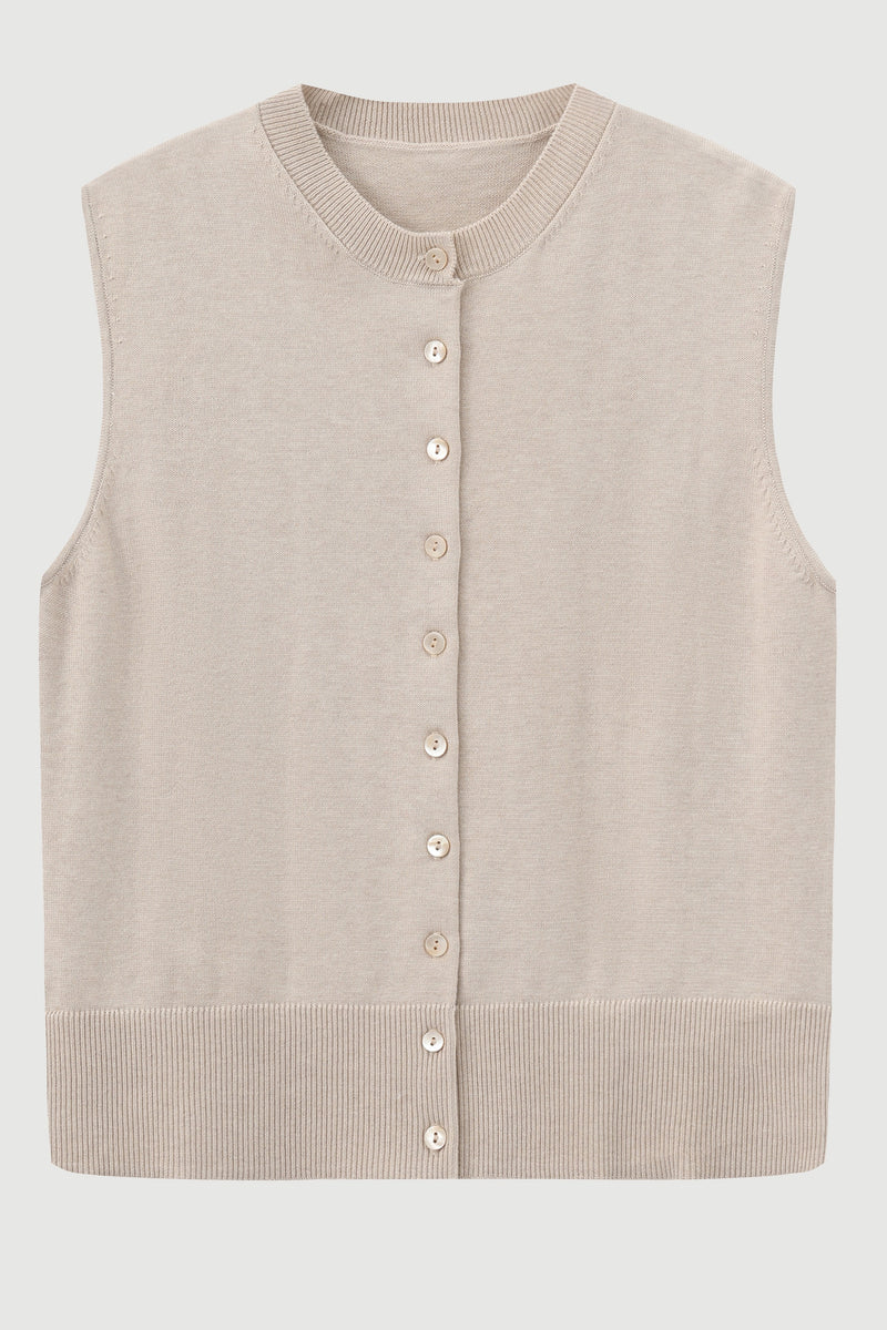 Cotton-Silk-Cashmere Sleeveless Cardigan - SOLOVA MOVE