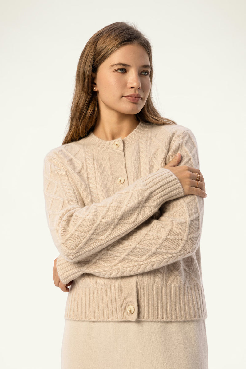 Jane Cashmere Cable Cardigan - SOLOVA MOVE