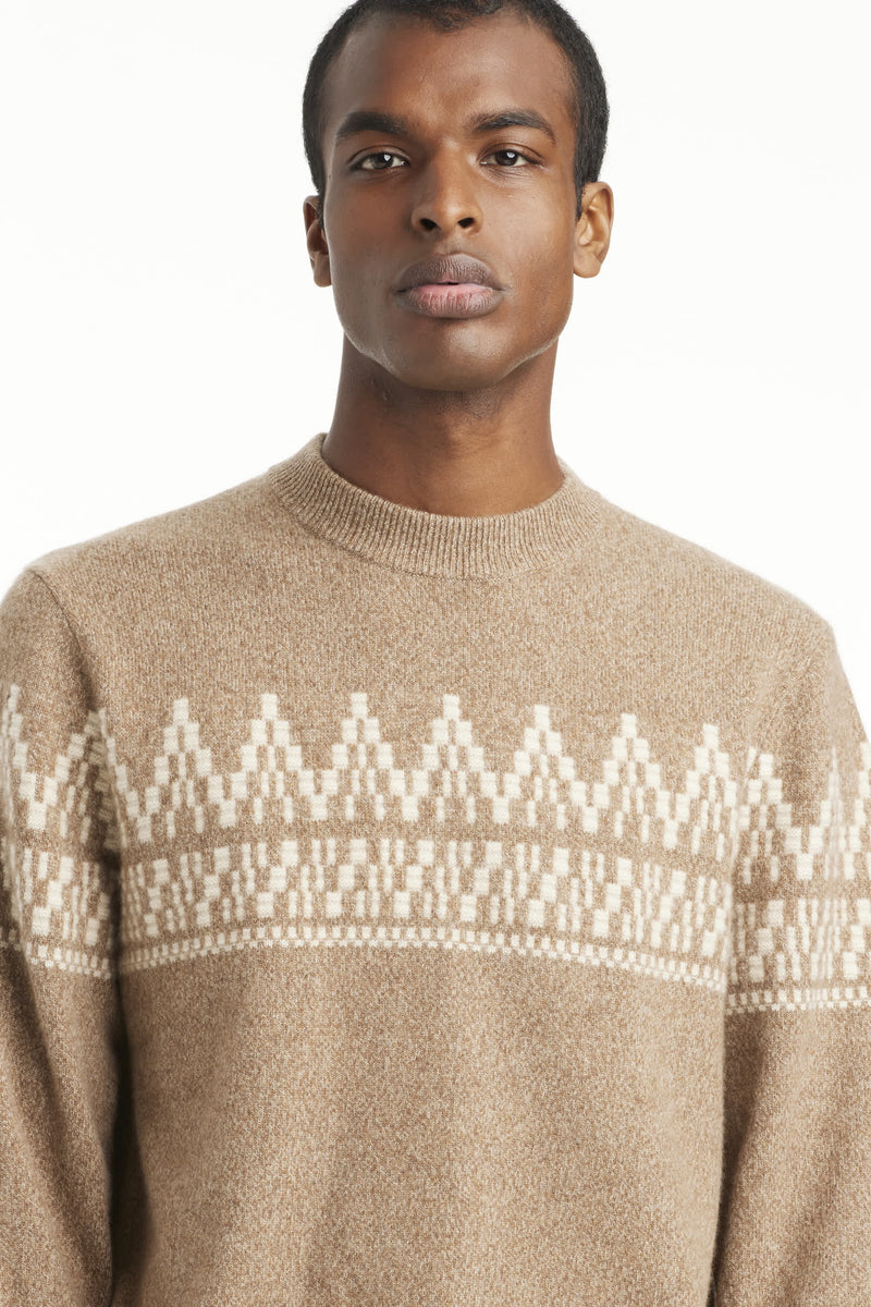 Men's Cashmere Fair Isle Crewneck Sweater - SOLOVA MOVE