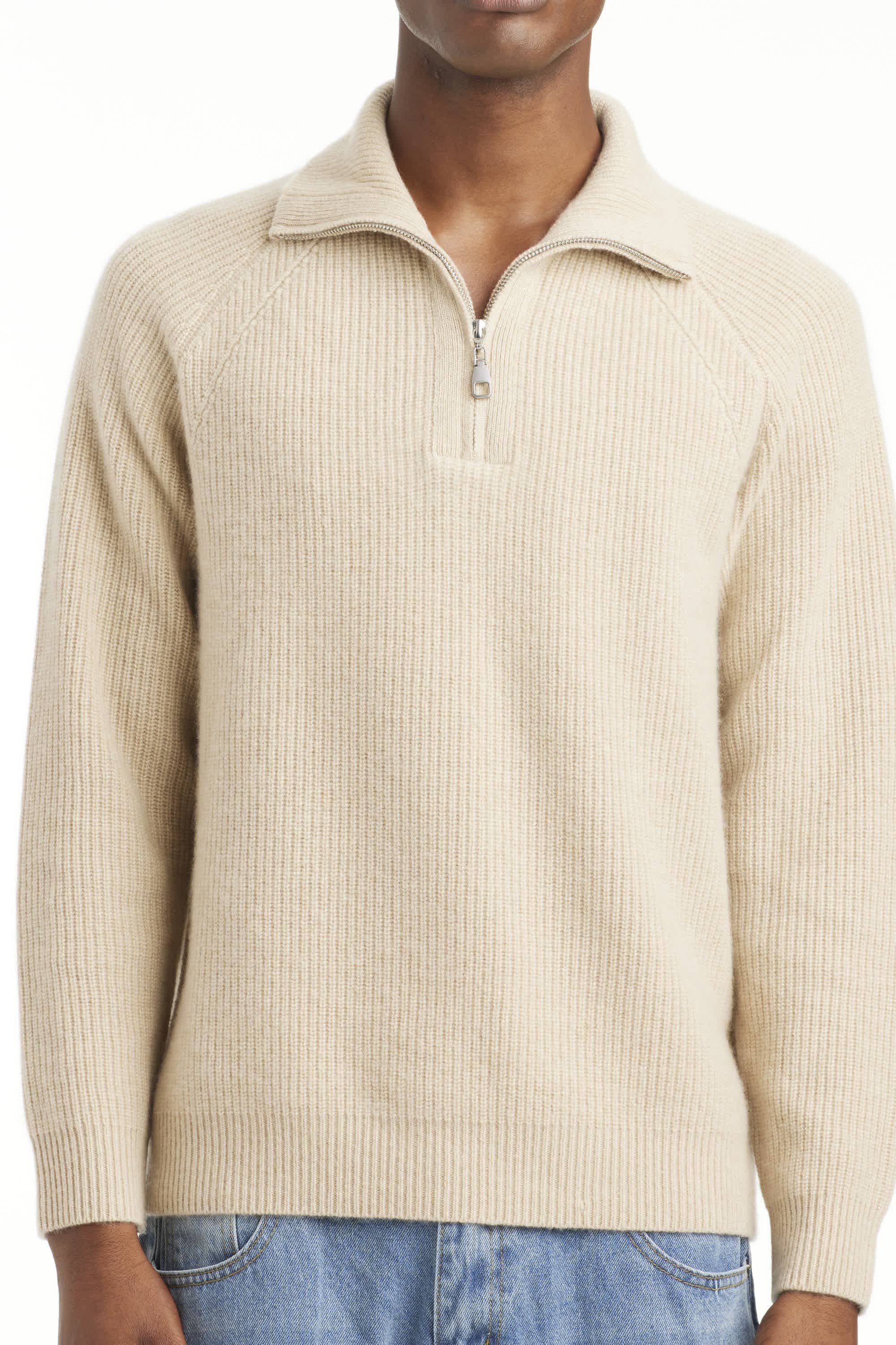 Men's Cashmere Half-Zip Polo Sweater - SOLOVA MOVE