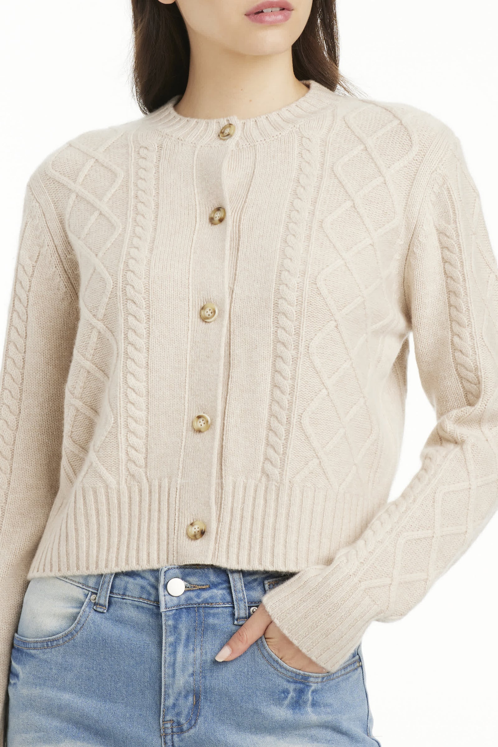 Jane Cable Knit Cashmere Cardigan - SOLOVA MOVE