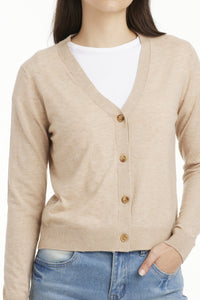 Loise Cashmere Button Front V Neck Cardigan - SOLOVA MOVE