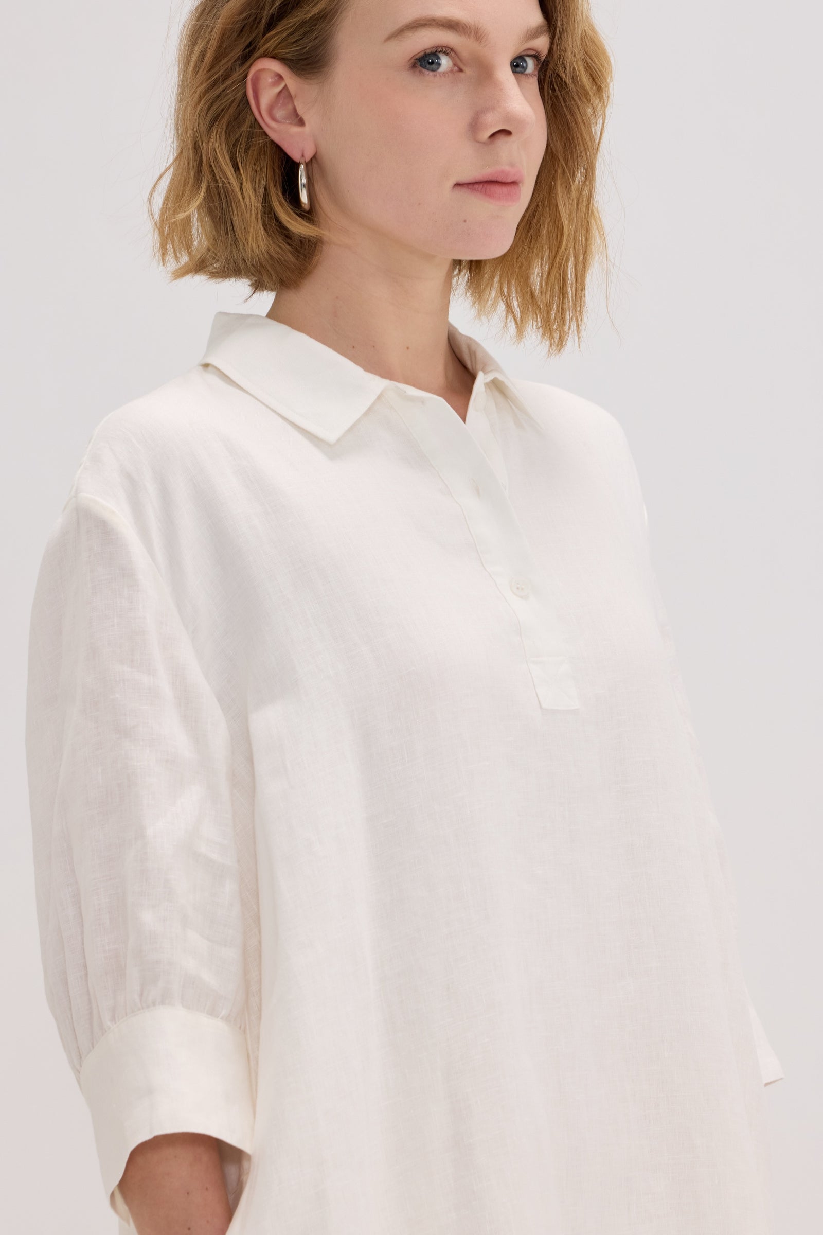 100% Linen Shirt Collar Relaxed Maxi Dress - SOLOVA MOVE