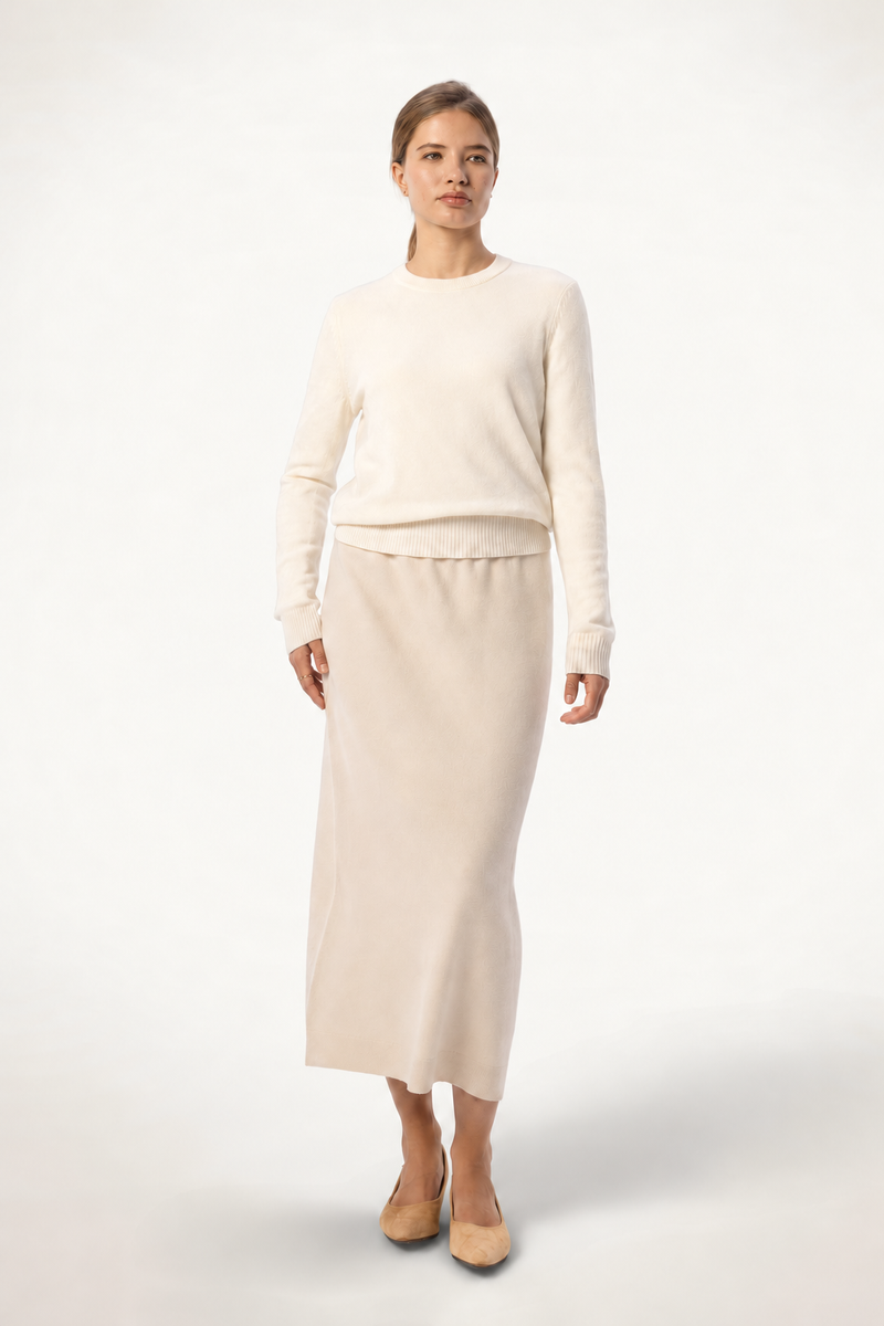 Daily Women's Cashmere Crewneck — White - SOLOVA MOVE