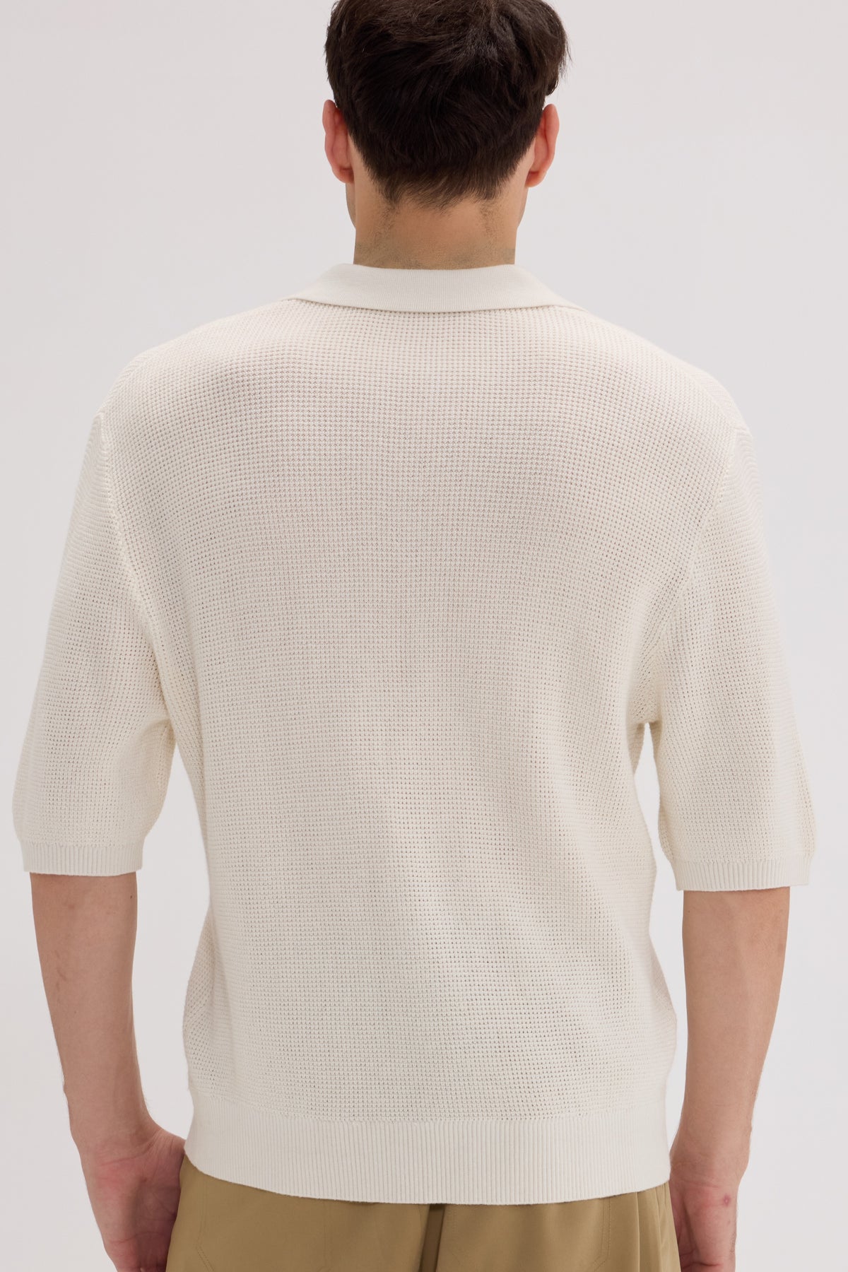 Men’s Cotton-Silk-Cashmere Waffle Knit Polo - SOLOVA MOVE