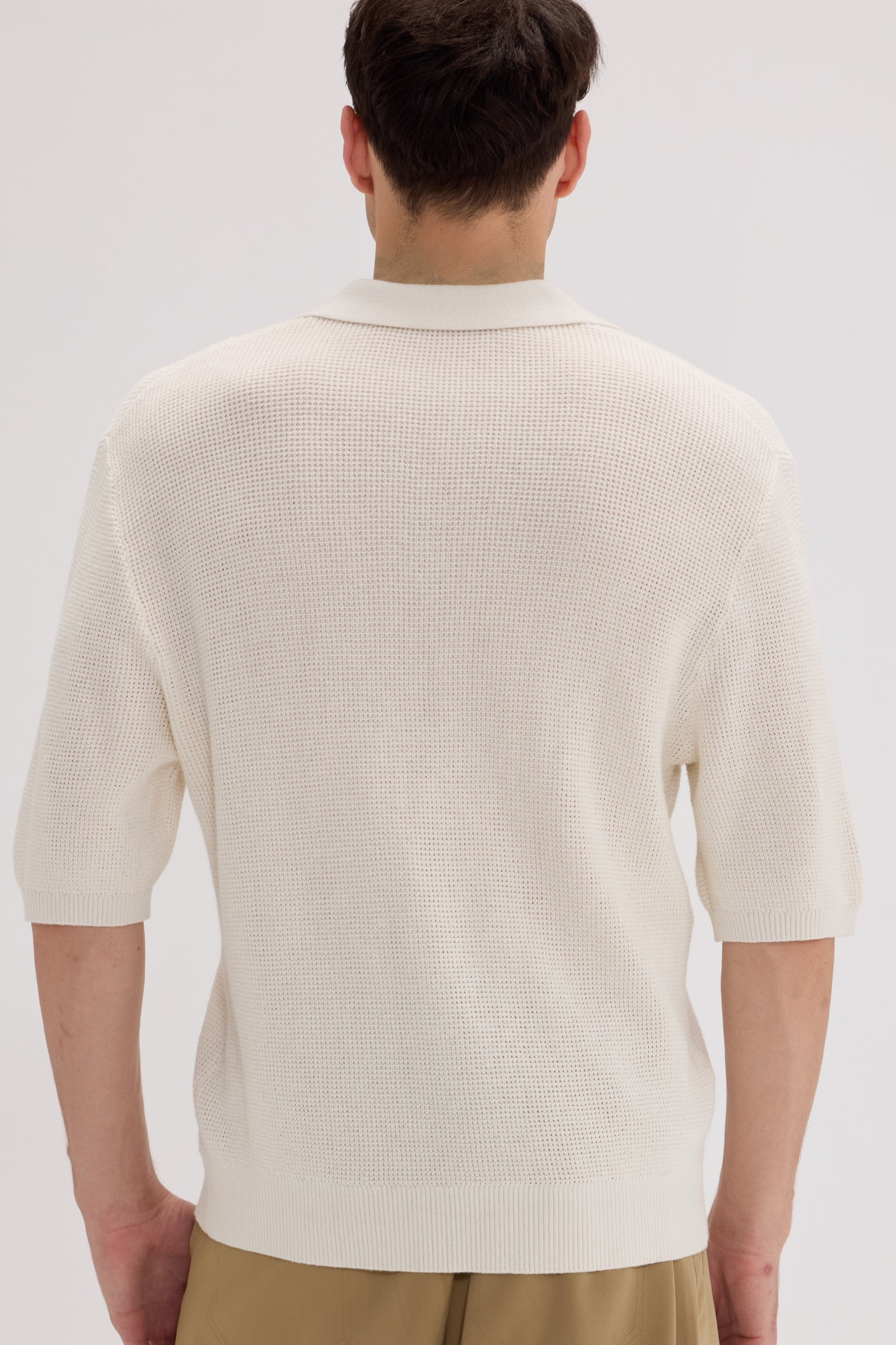 Men’s Cotton-Silk-Cashmere Waffle Knit Polo - SOLOVA MOVE
