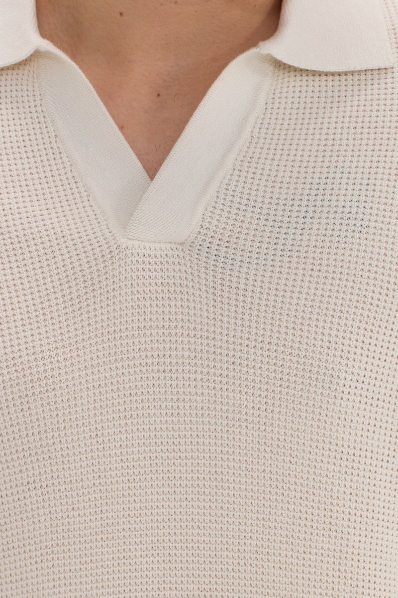 Men’s Cotton-Silk-Cashmere Waffle Knit Polo - SOLOVA MOVE